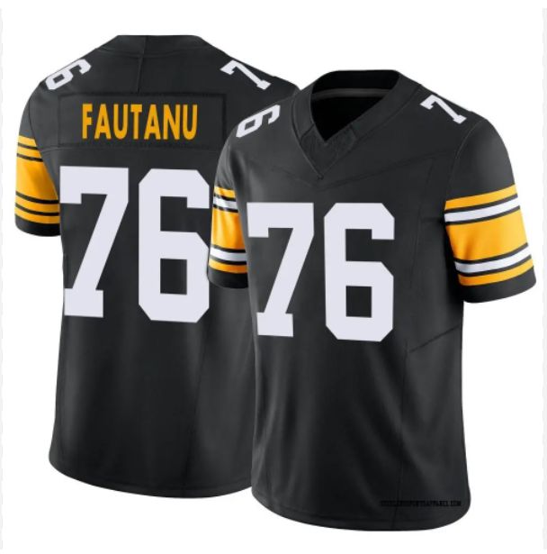 Men Pittsburgh Steelers #76 Fautanu Black Game Nike NFL 2024 Jersey->->